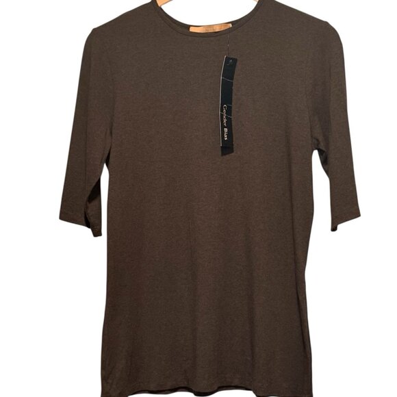 NWT Gender Bias Sienna Brown Short Sleeve Capsule Shirt Top Womens Size Large - Picture 2 of 10